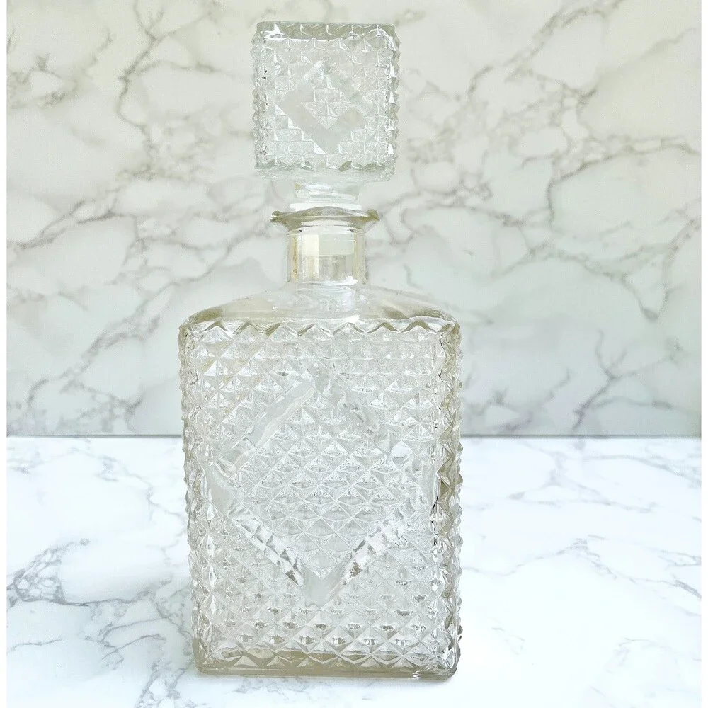 Vintage 1960s I.W. Harper Diamond Point Clear Cut Scotch Rye Liquor Decanter